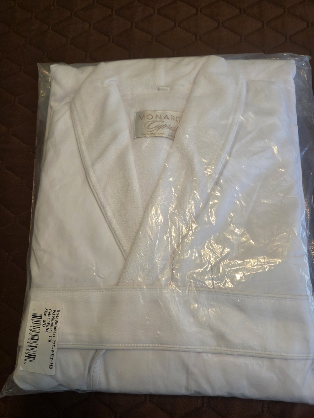 Monarch White Women's Terry Lined Microfiber Robe